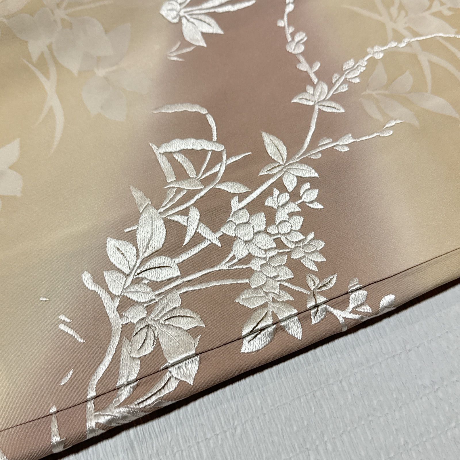 訪問着 袋帯 フルセット 刺繍 正絹 薄オレンジ - メルカリ