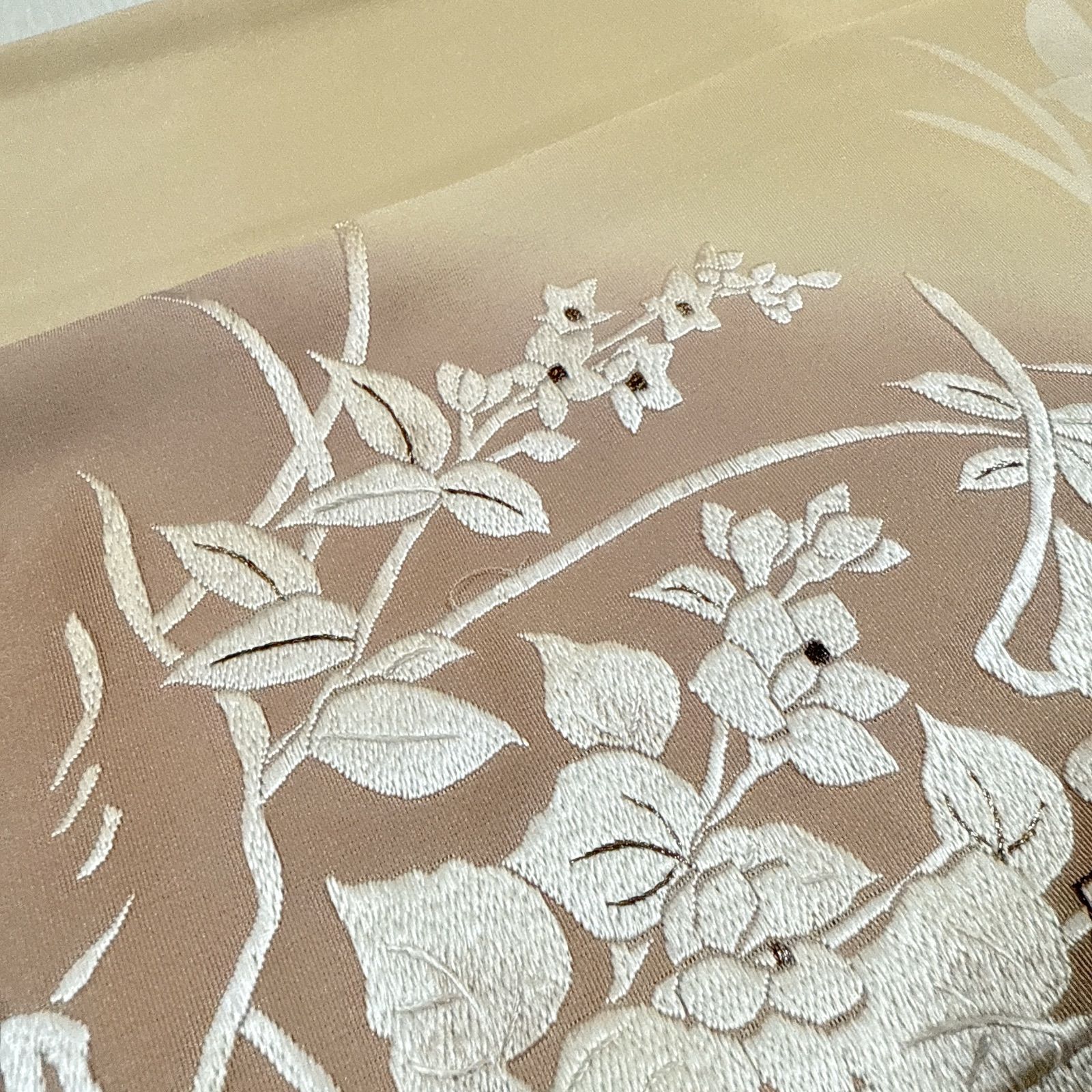 訪問着　袋帯　フルセット　刺繍　正絹　薄オレンジ 訪問着 袋帯 フルセット 刺繍 正絹 薄オレンジ - メルカリ