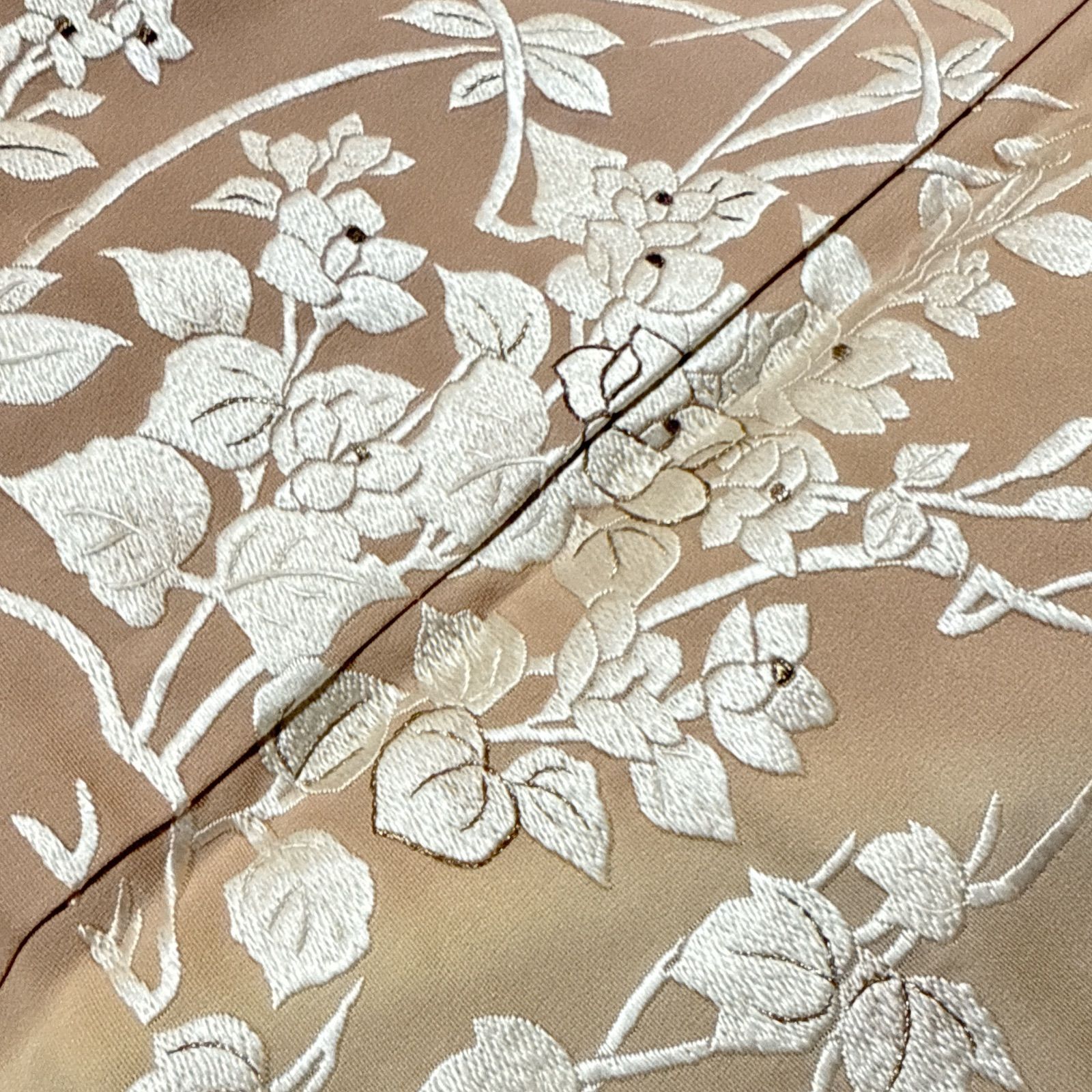 訪問着 袋帯 フルセット 刺繍 正絹 薄オレンジ - メルカリ