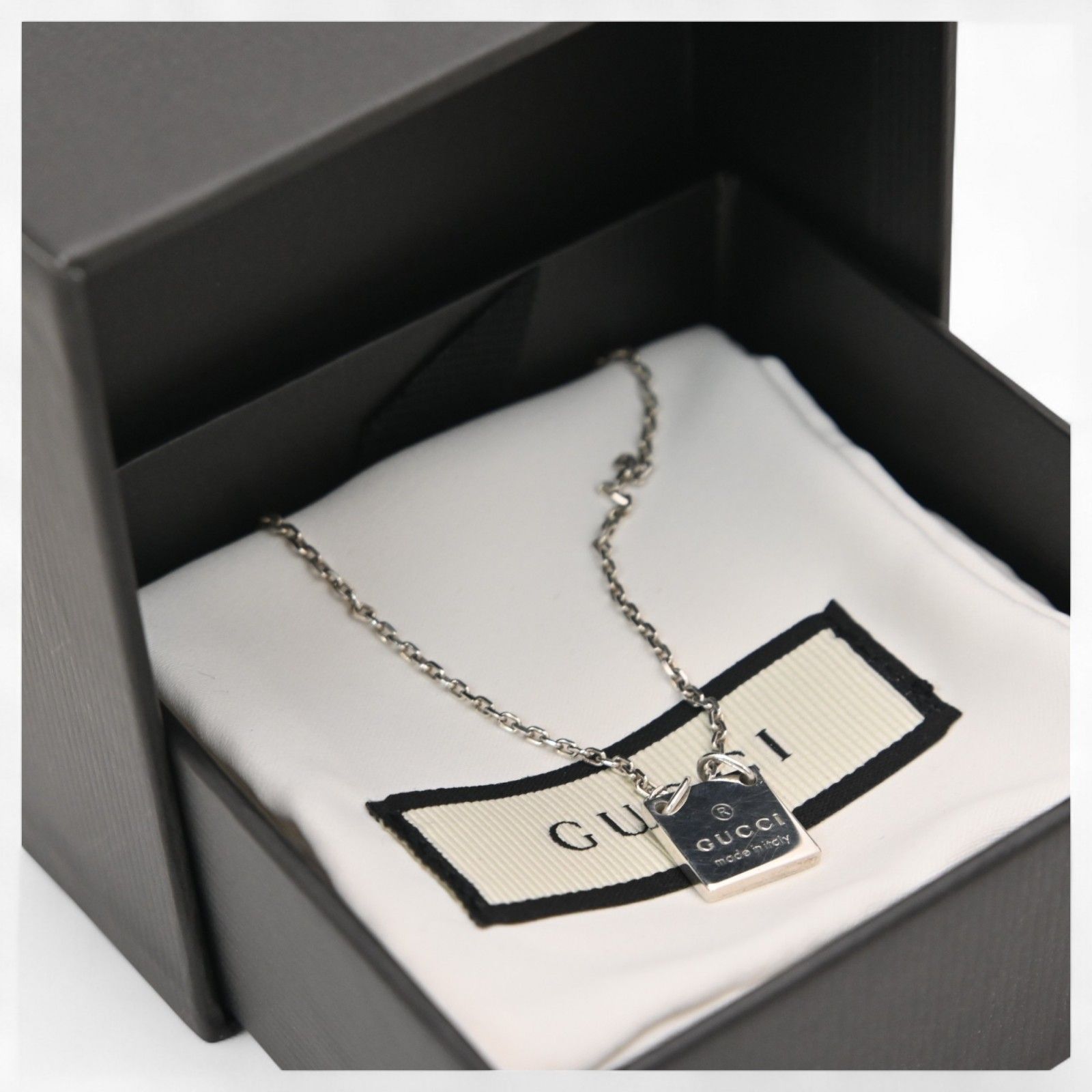 グッチ ネックレス ロゴプレート シルバー Aランク gu6609we - メルカリ