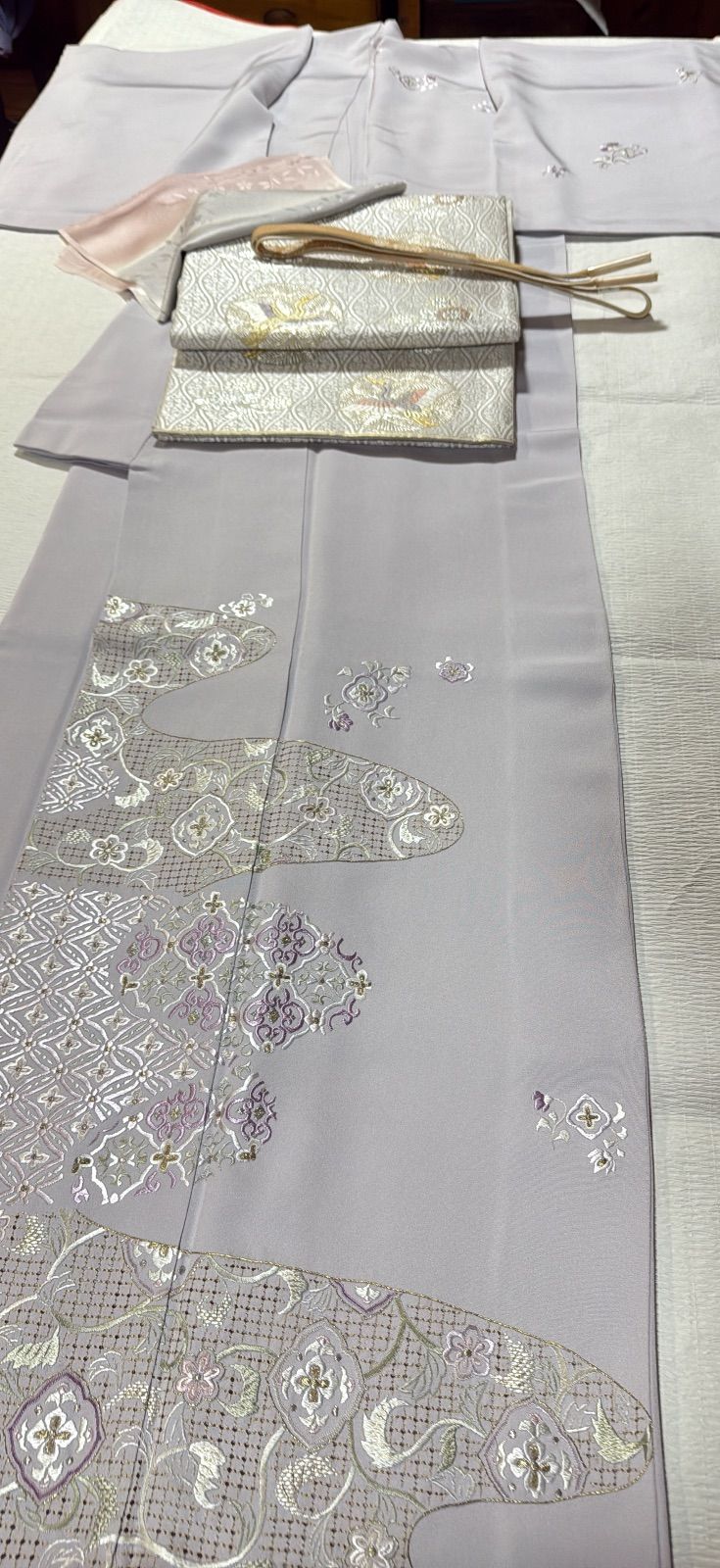 山口美術織物 付下げ 袋帯 フルセット 正絹 刺繍 薄紫 - メルカリ
