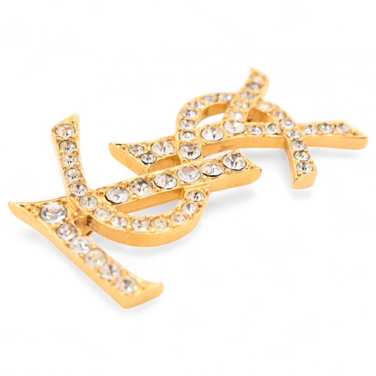 サンローラン ブローチ YSL カサンドラ GP ラインストーン Aランク