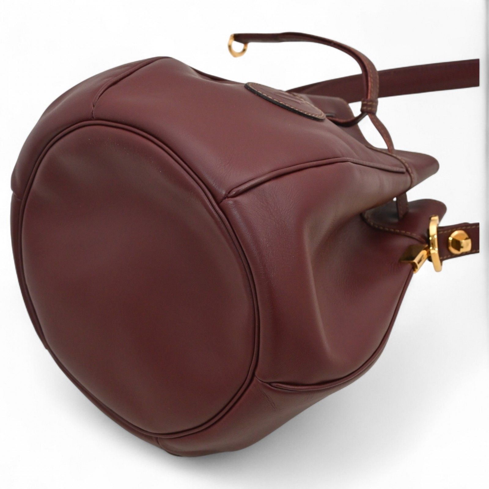 カルティエ マストライン 巾着ショルダーバッグ レザー Aランク