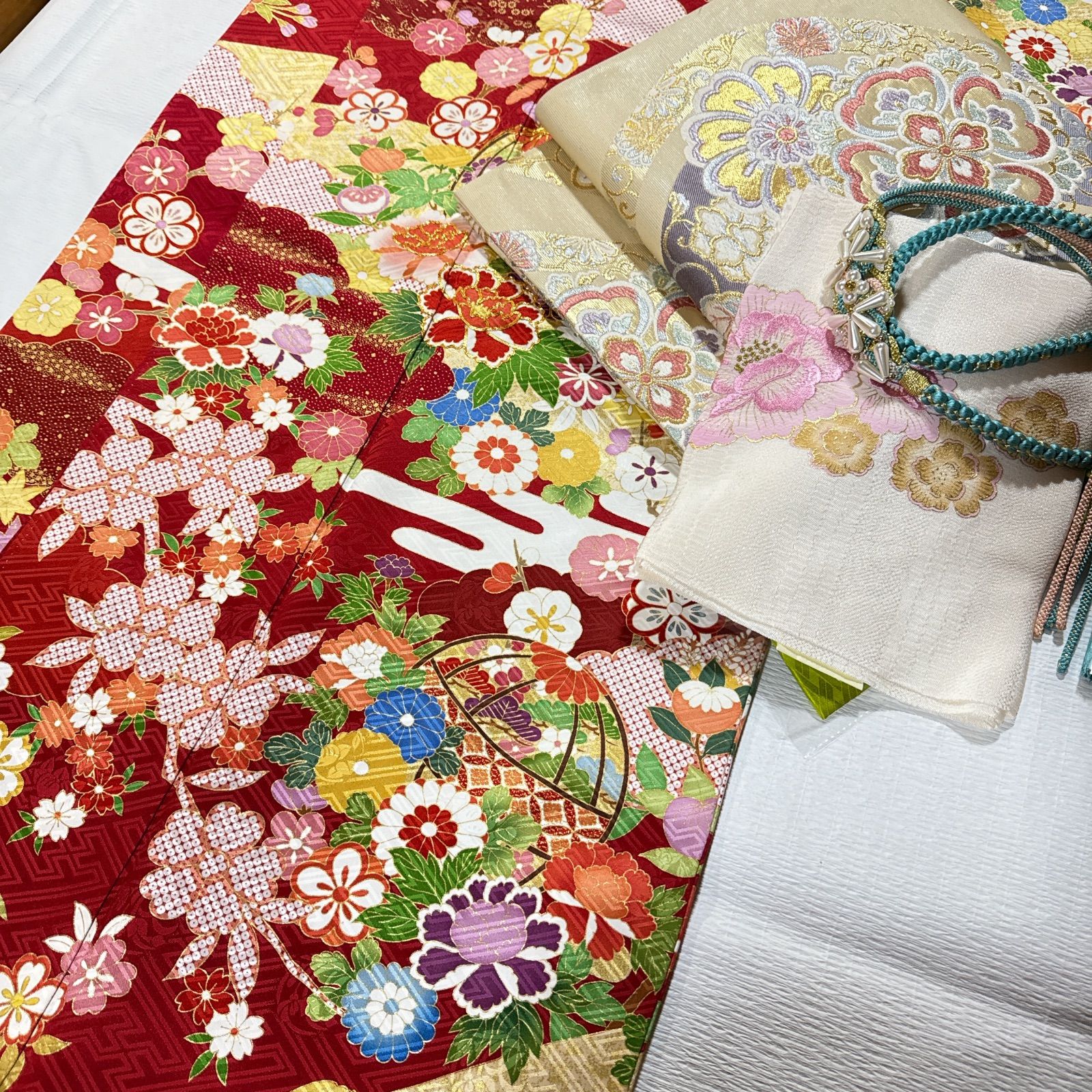 吉澤友禅 振袖 正絹 フルセット 金駒刺繍 - メルカリ