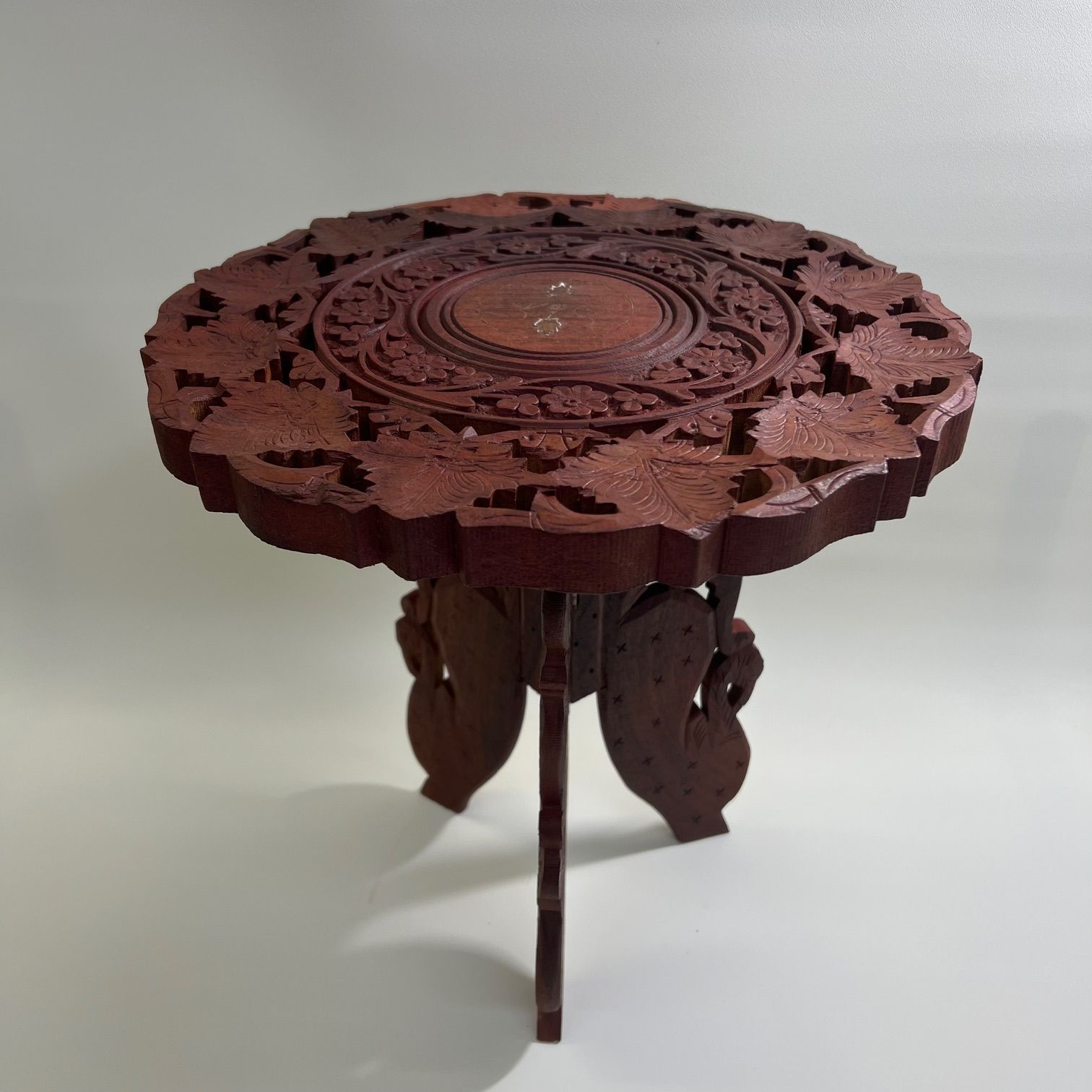 インド製 木彫り花台 ヴィンテージ 組立式 - メルカリ