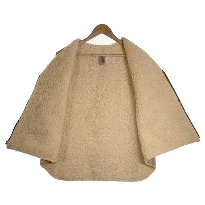 80's CARHARTT カーハート ダックベスト 内ボア ベージュ 6SV USA製