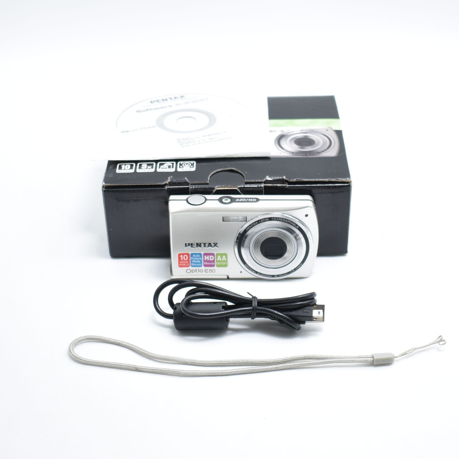 B#10253 PENTAX デジタルカメラ Optio E80 1000万画素 光学3倍ズーム