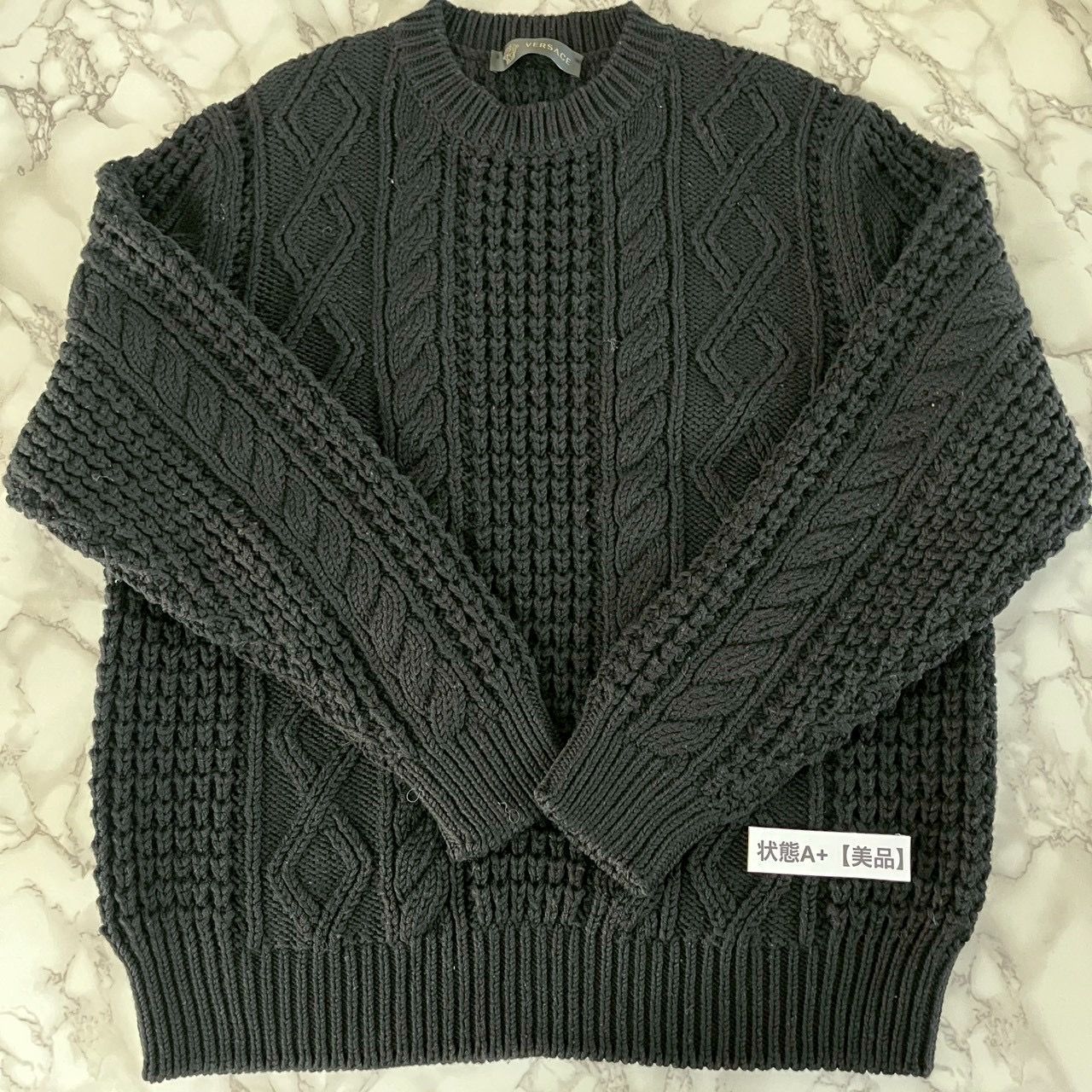 美品】ヴェルサーチェ VERSACE 立体編み ニット セーター メンズ 46