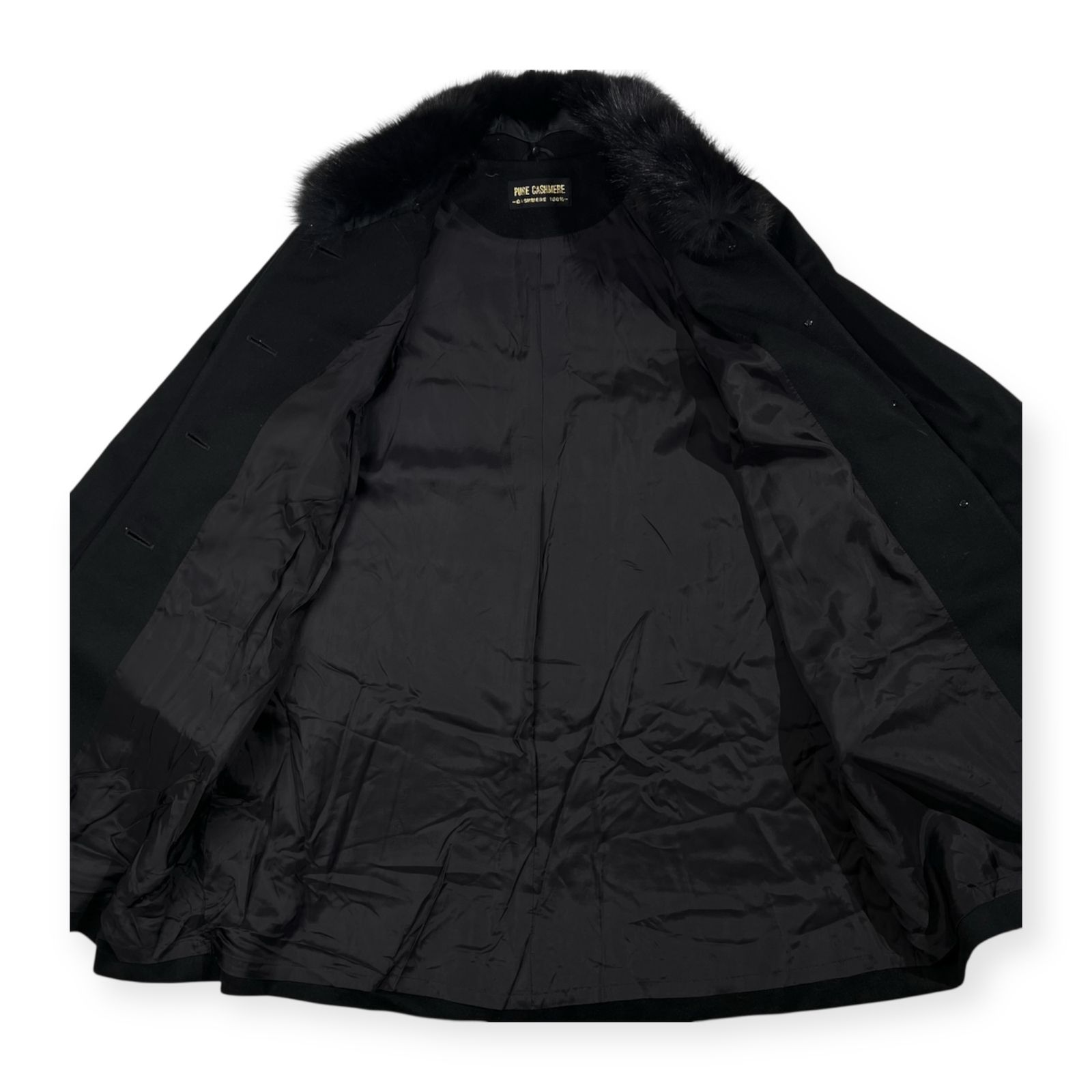 カシミヤ100% 毛皮ファー付き PURE CASHMERE 高級 ピュアカシミヤ
