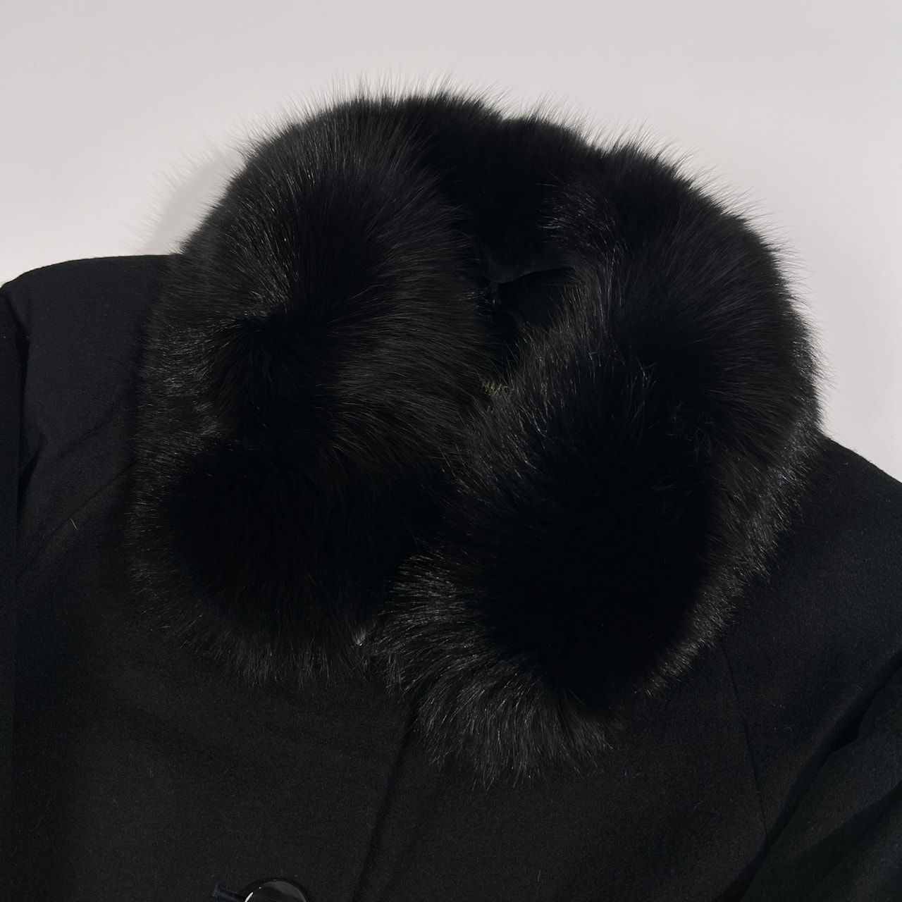 美品✨ PURE CASHMERE ファー付き コート ブラック 早い者勝ち カシミヤ100% 毛皮ファー付き PURE CASHMERE 高級 ピュアカシミヤ