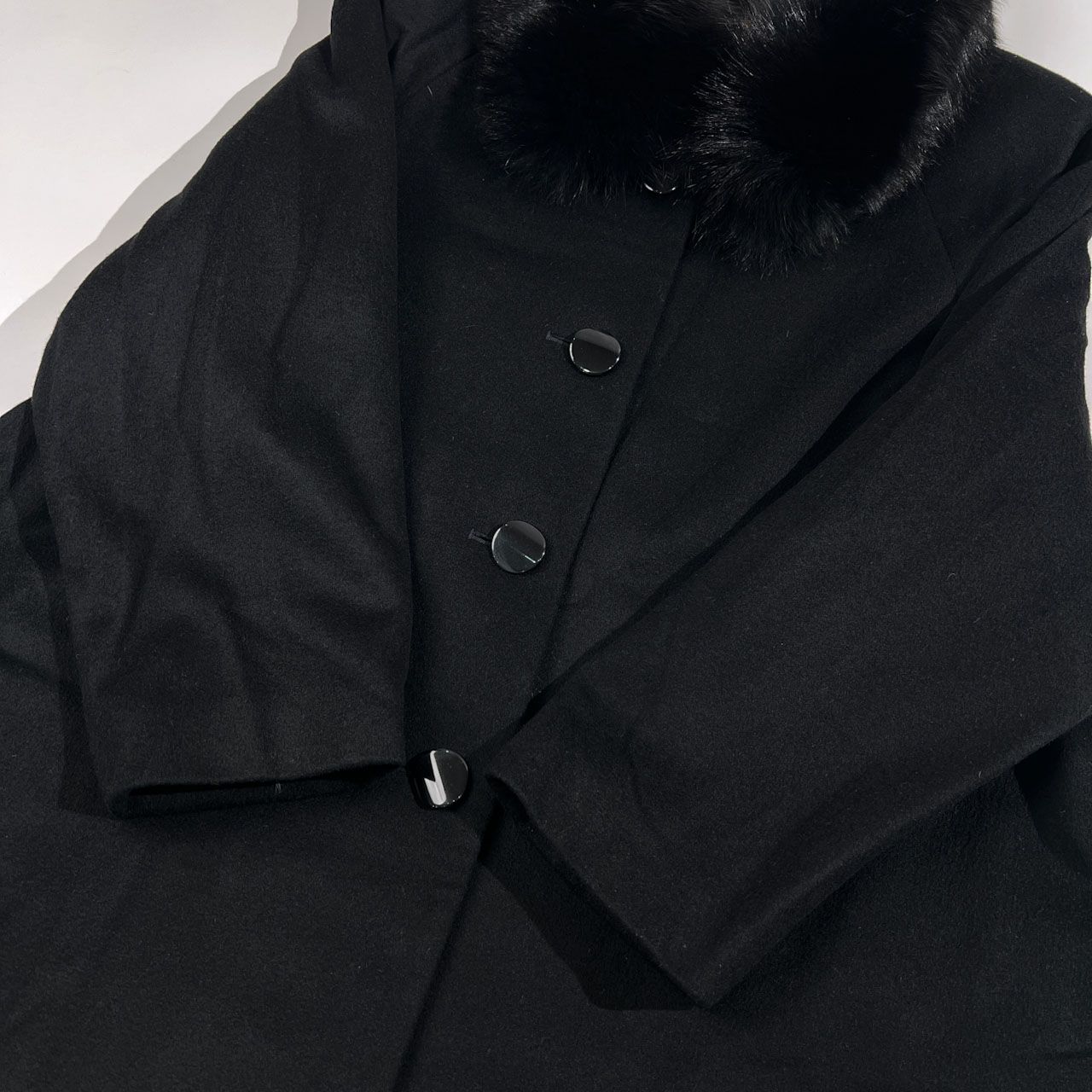 カシミヤ100% 毛皮ファー付き PURE CASHMERE 高級 ピュアカシミヤ