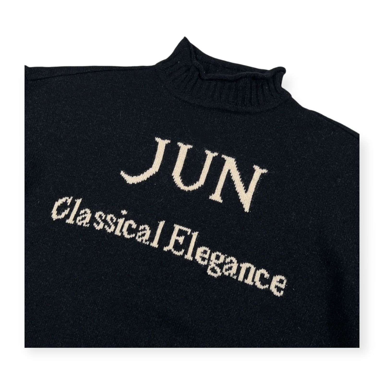 80s 90s JUNMEN ジュンメン ビンテージ BIGロゴ入りハイネック シルク 