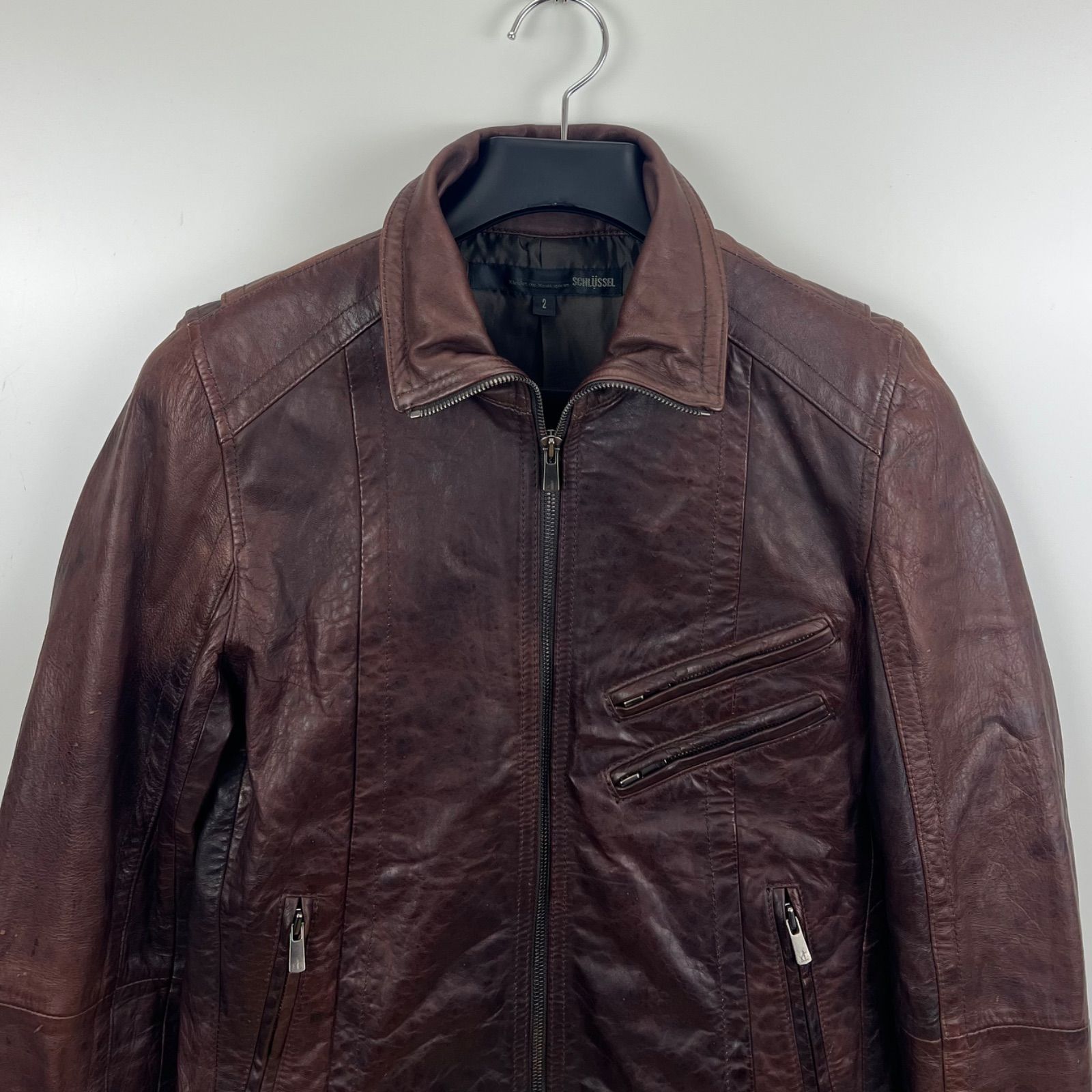 00s archive SCHLUSSEL レザージャケット ブルゾン SCHLUSSEL 00s y2k archive Leather riders jacket 2 M シュリセル 多