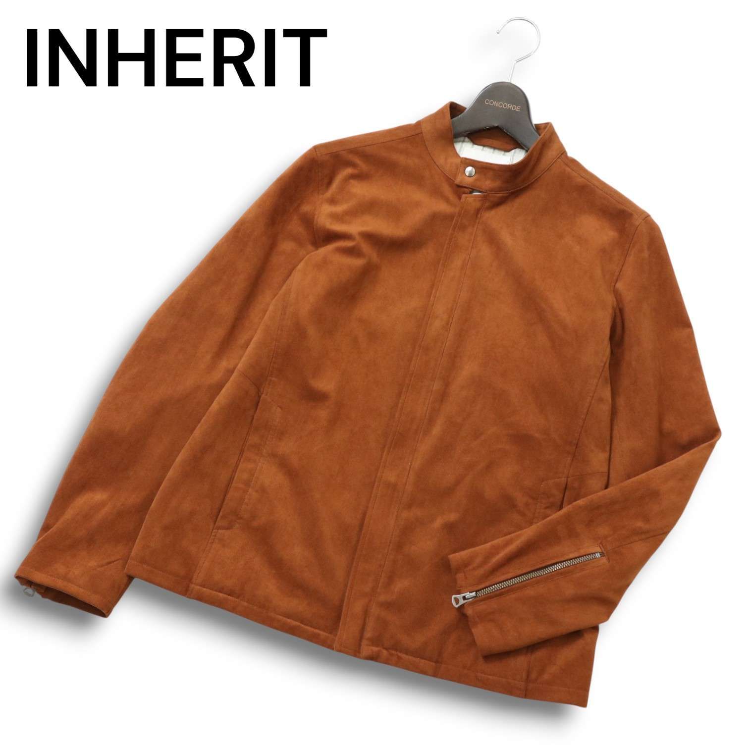 INHERIT インヘリット 秋冬 フェイク スウェード シングル ライダース ジャケット ブルゾン Sz.M メンズ