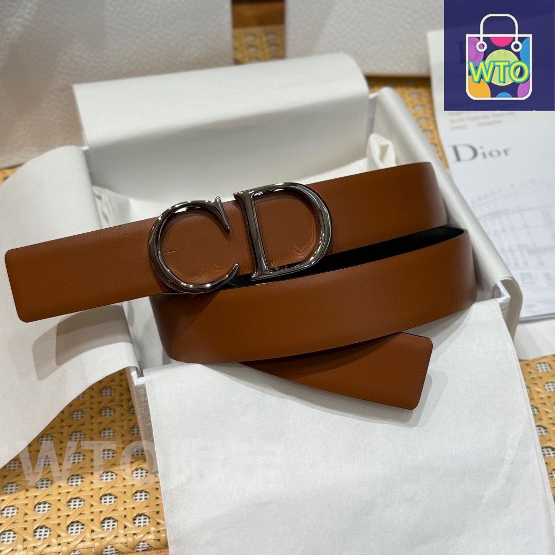 Diorベージュとブラウンのロゴベルト 今日特価】Dior ディオール ダブルフェイスベルト - メルカリ