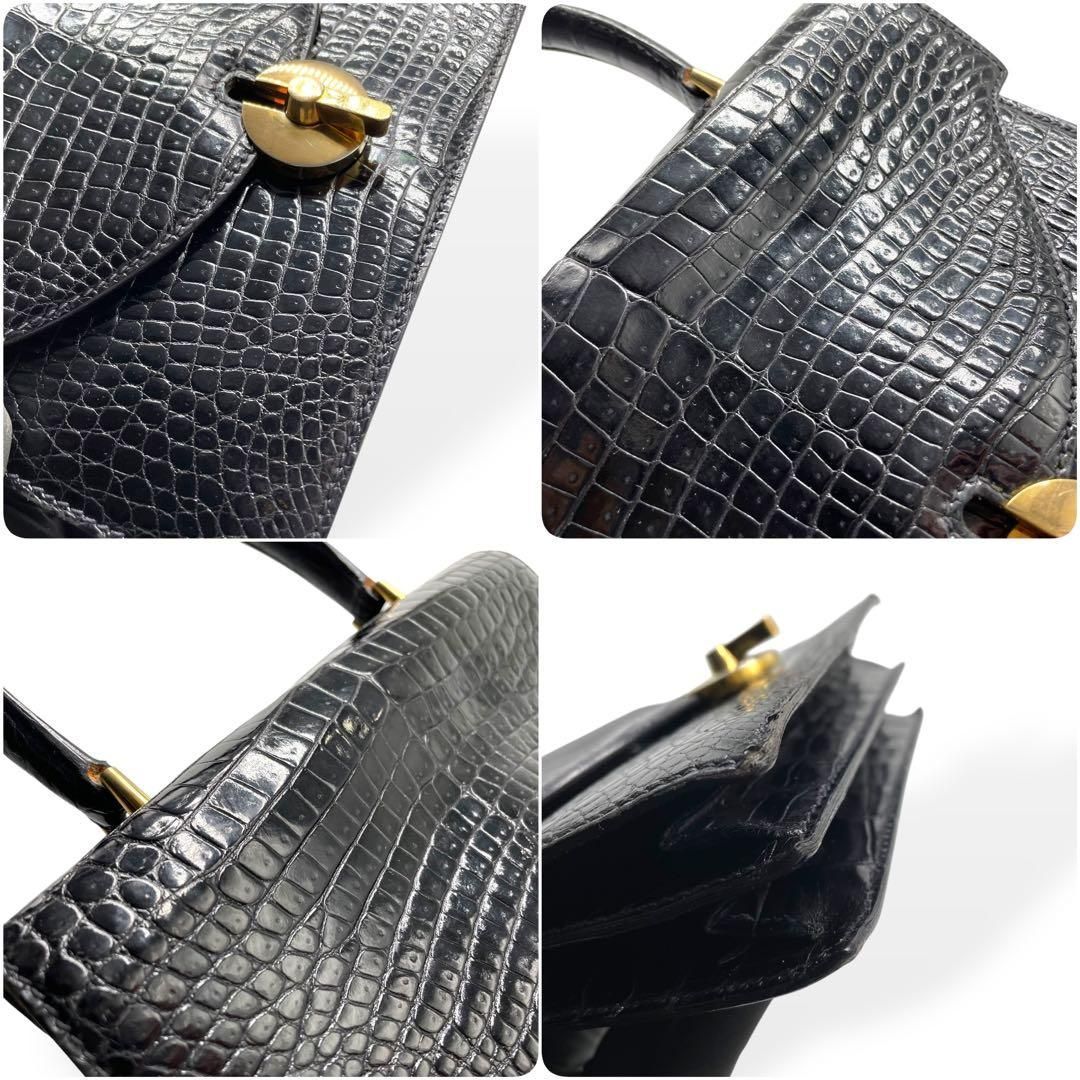 良品 Spreafico シャイニングクロコダイル ハンドバッグ ゴールド金具