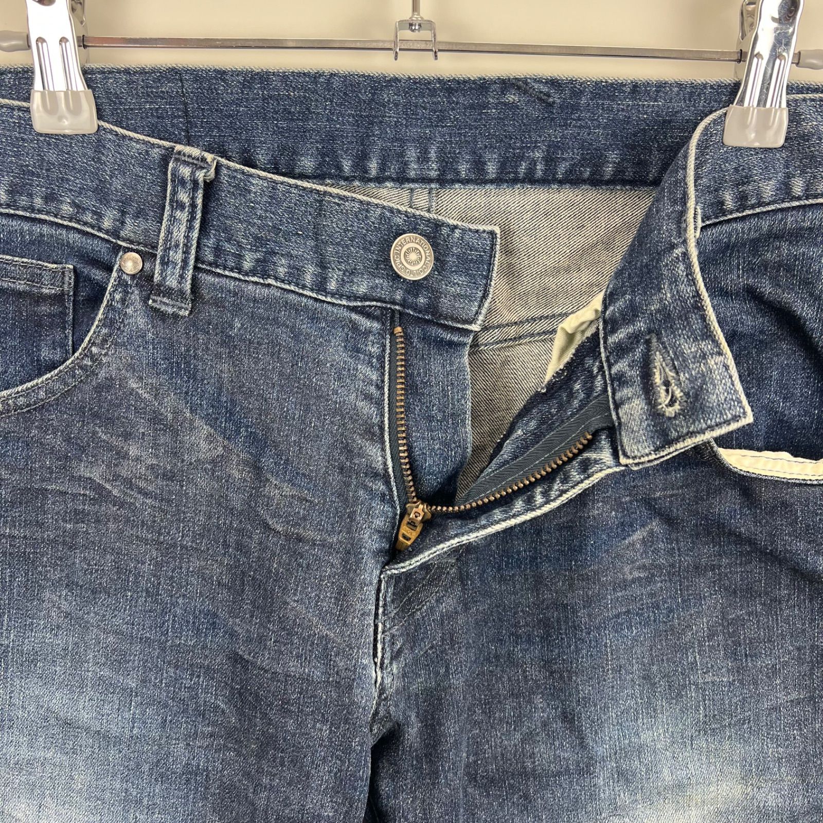 TORNADO MART 00s y2k archive coating damaged flare denim pants M