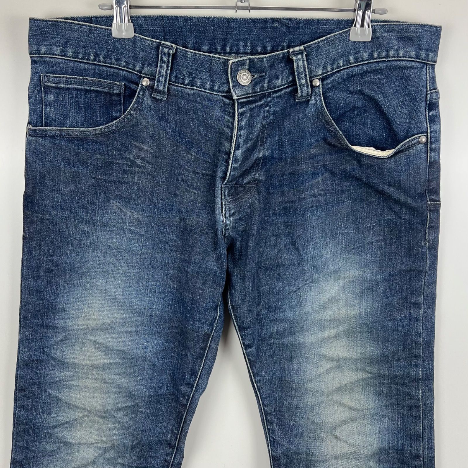 TORNADO MART 00s y2k archive coating damaged flare denim pants M