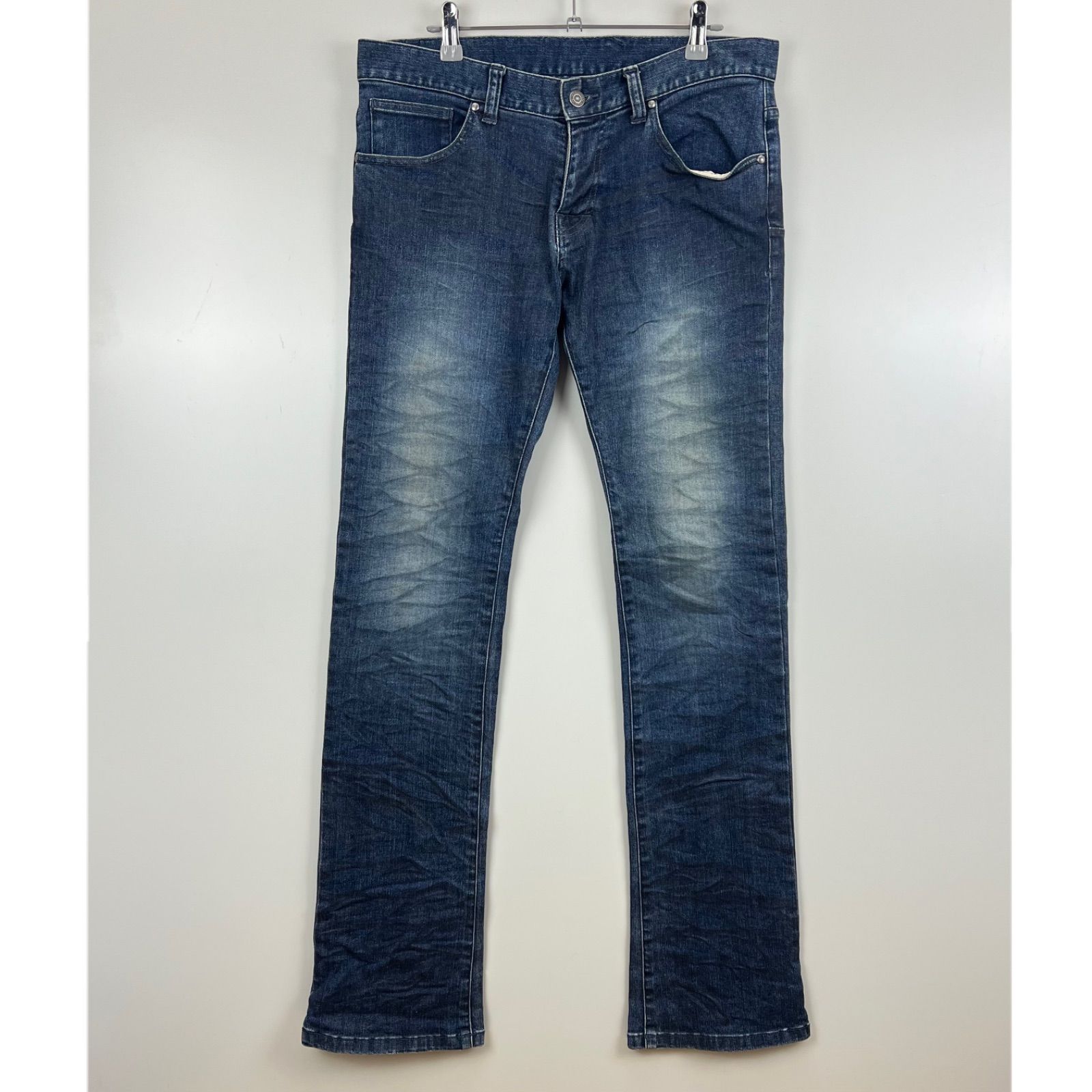 TORNADO MART 00s y2k archive coating damaged flare denim pants M