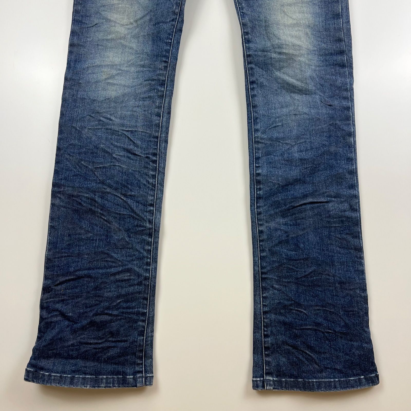 TORNADO MART 00s y2k archive coating damaged flare denim pants M