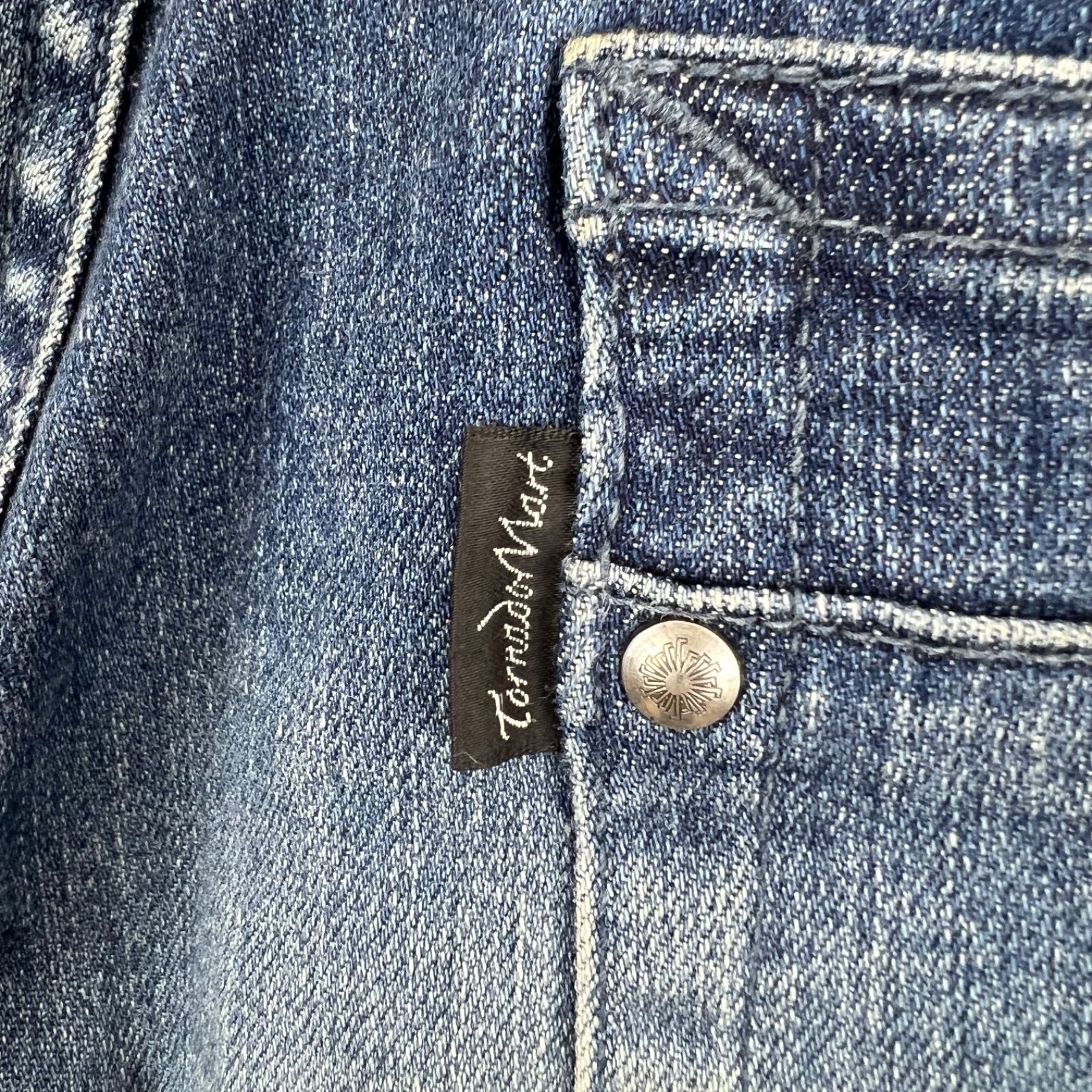 TORNADO MART 00s y2k archive coating damaged flare denim pants M