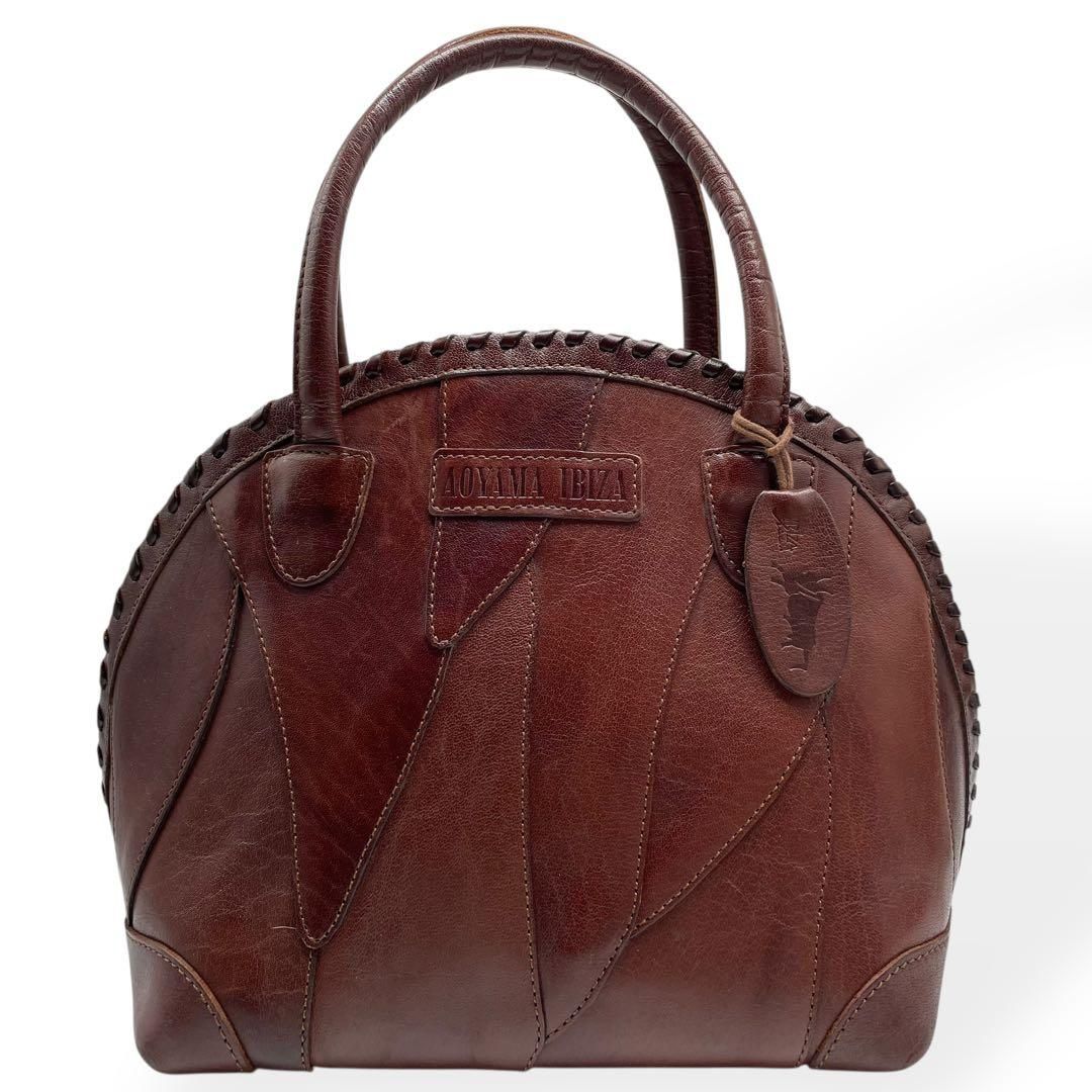 極美品 IBIZA イビサ ハンドバッグ レザー ドーム型 ブラウン 本革