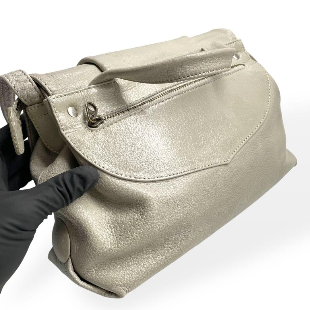 美品 IBIZA イビサ 2way ショルダーバッグ 本革 グレー 斜めがけ