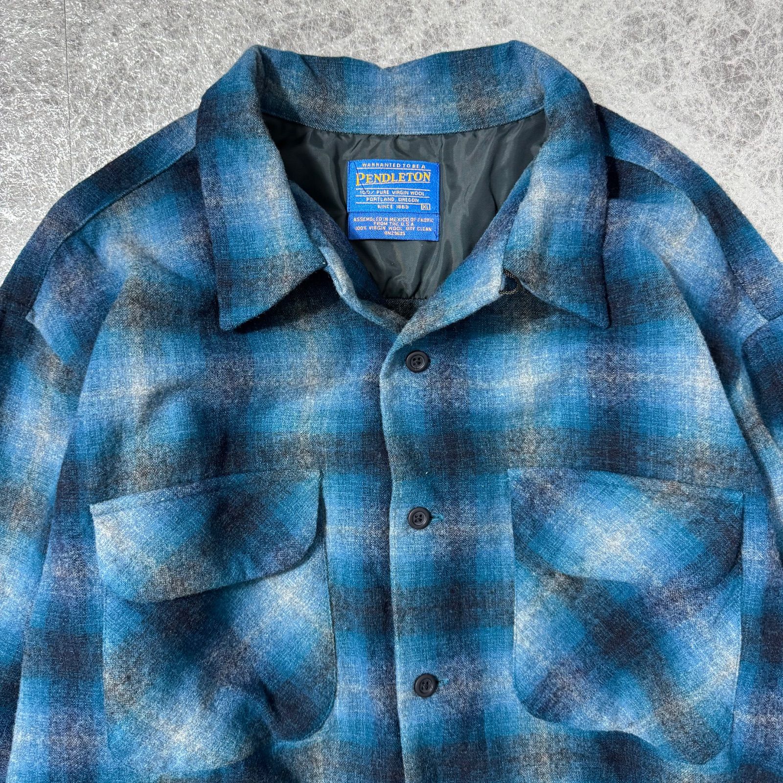 90s PENDLETON ボードシャツ ウールシャツ オンブレ 青系 一点物 好配色 90s 00s PENDLETON オンブレチェック ボードシャツ