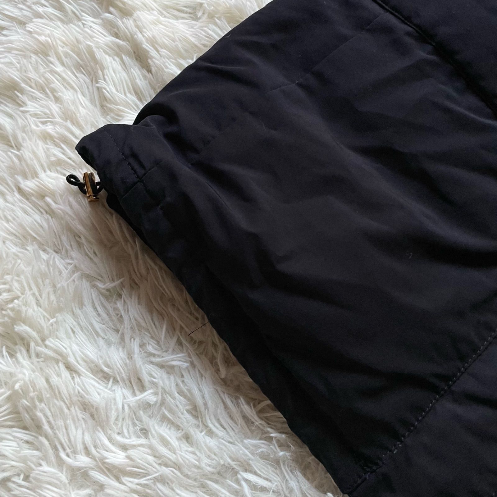 自由区 ブルーフォックスファー付きリバーシブルダウンコート ブルー