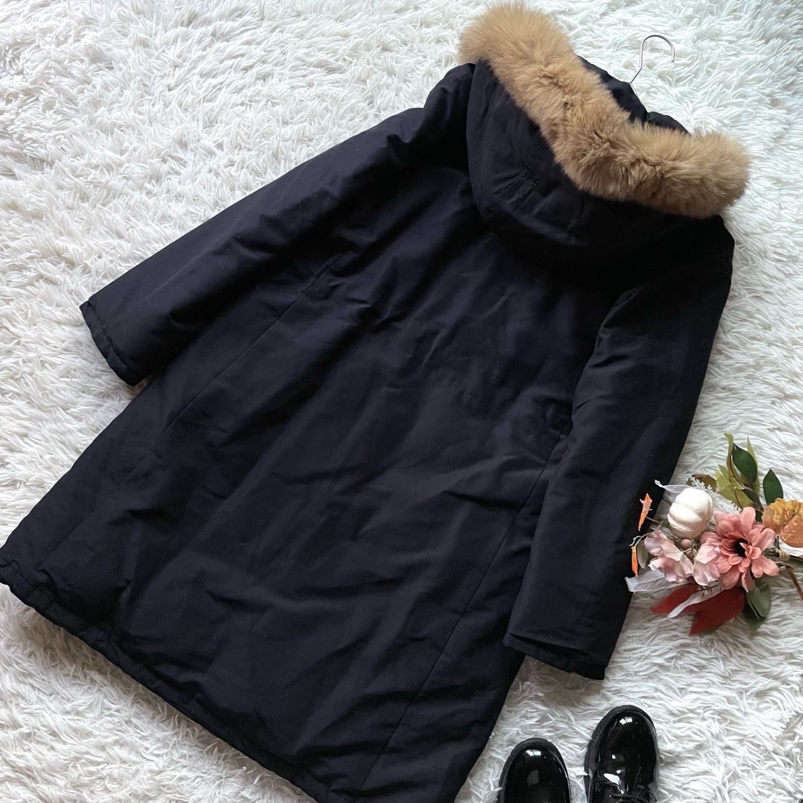 ここ❣️ ブルーフォックス　ファー　フード付きコート　リアル　ファー 高級ブルーフォックスファーコート、フルペル、大きなフード、ギリシャ