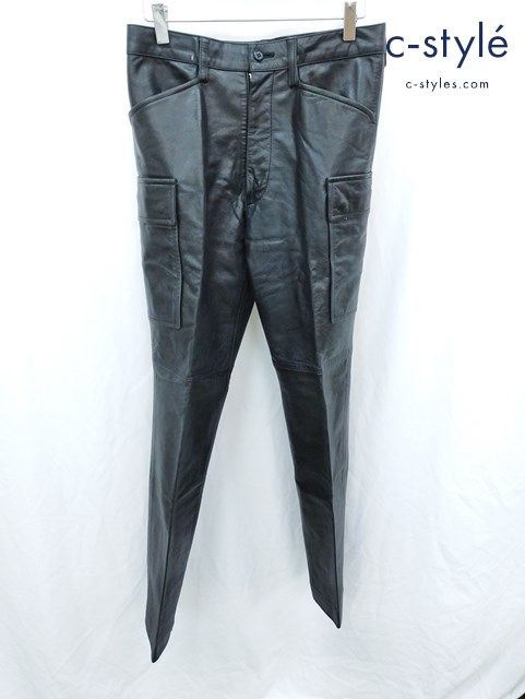 G246 [人気] YOSHIYUKI KONISHI ヨシユキコニシ レザーカーゴパンツ M ブラック 牛革 YSAL-01 レディース | G