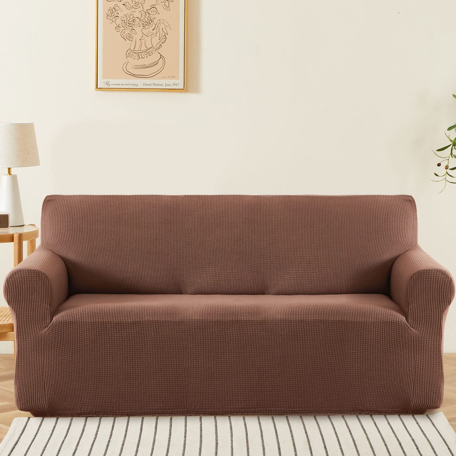 Topfinel ソファーカバー 3人掛け 肘付き 無地 北欧風 ストレッチ