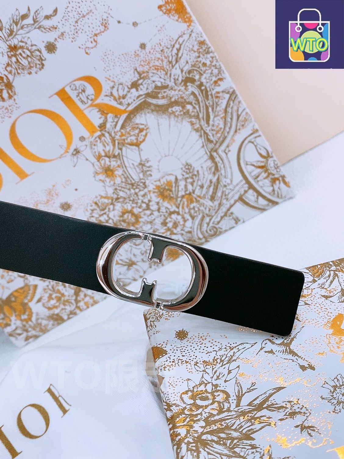 今日特価】Dior ディオール Montaigne CD ベルトバックル付きベルト-1