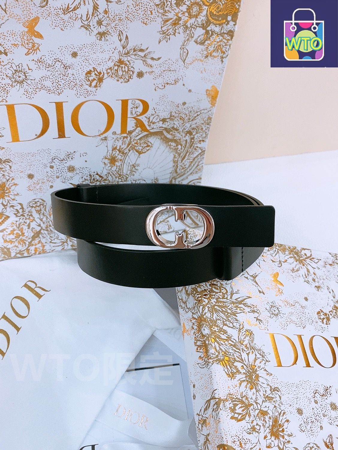 今日特価】Dior ディオール Montaigne CD ベルトバックル付きベルト-1
