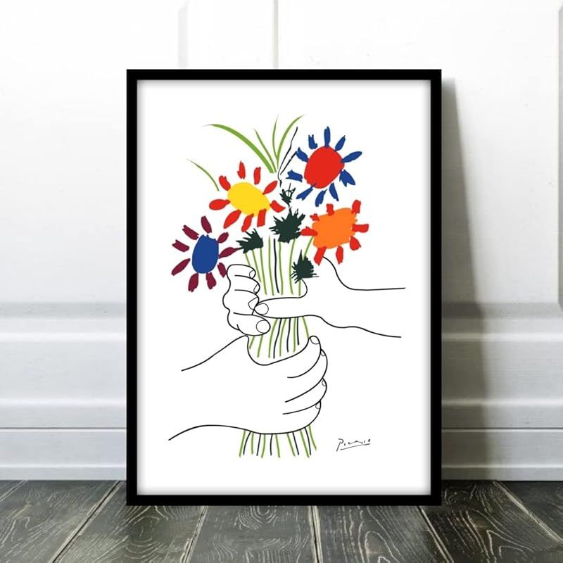 アートポスター フレーム付 ピカソ 花束を持つ手 Amazon.co.jp: ピカソ 花束を持つ手 A4サイズ フレーム付き アート