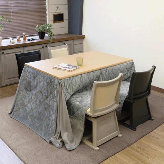 ダイニングコタツ 長方形 Loraine135x80 掛け布団セット ブラウン