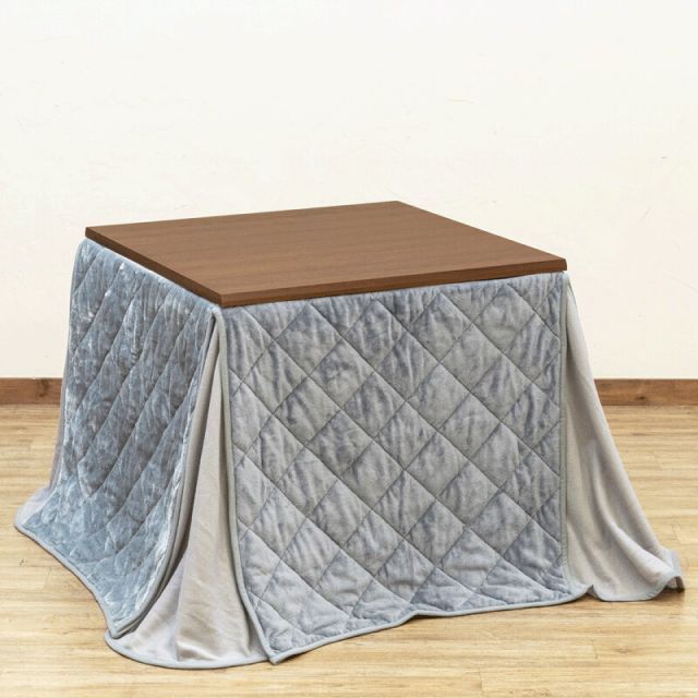 ダイニングコタツ 正方形 Loraine80x80・掛け布団セット ブラウン