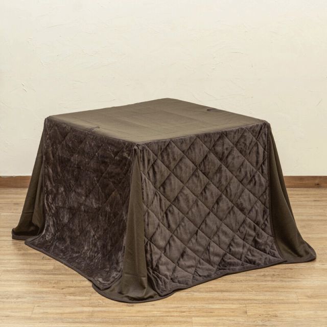 ダイニングコタツ 正方形 Loraine80x80・掛け布団セット ブラウン