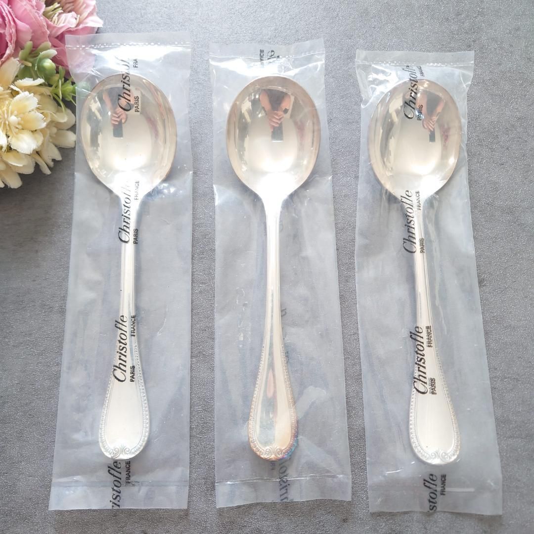 希少 クリストフル マルメゾン コンソメスプーン 4点 希少 クリストフル マルメゾン 未開封 コンソメスプーン 3点 - メルカリ