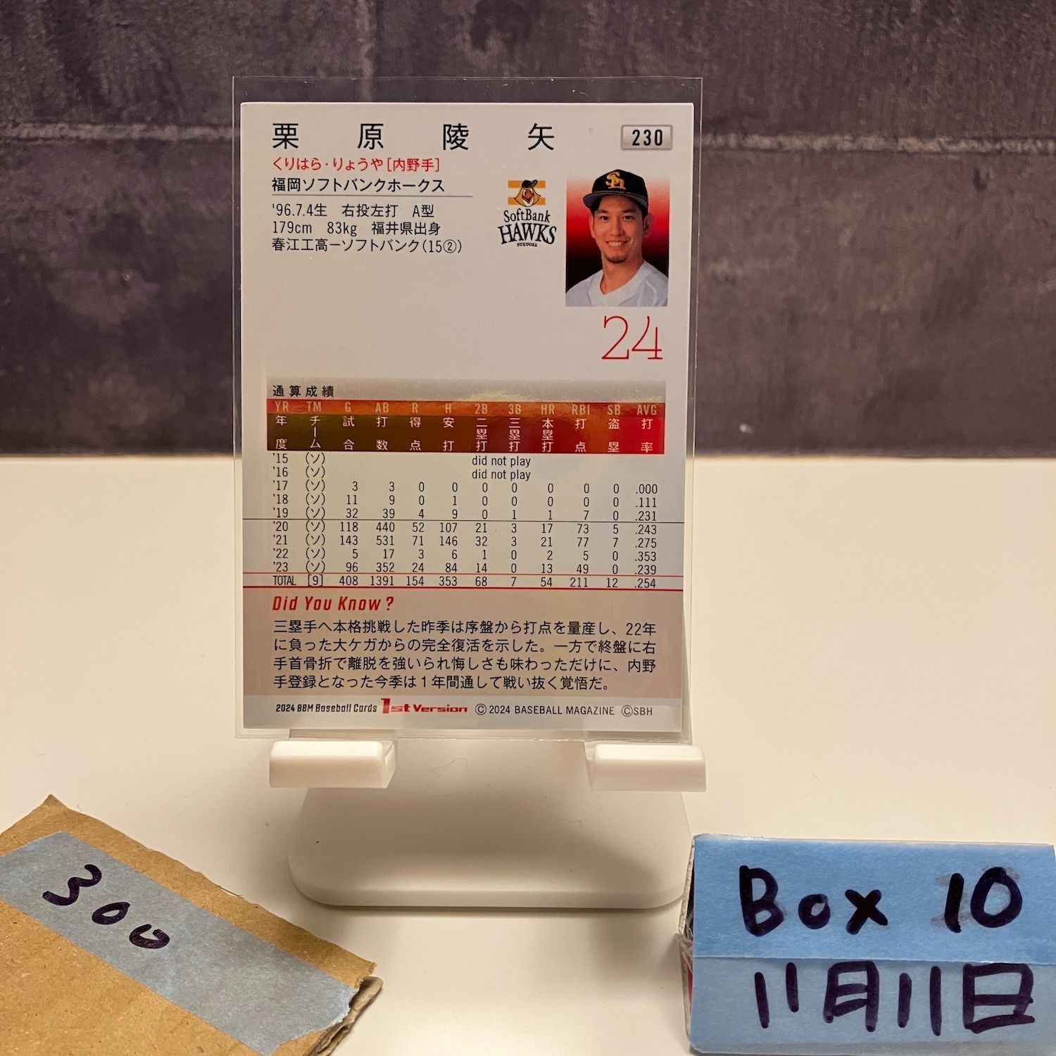 【10枚限定】BBM 2022 1st ソフトバンク 栗原陵矢 直筆サインカード 10枚限定】BBM 2022 1st ソフトバンク 栗原陵矢 直筆サインカード バイ