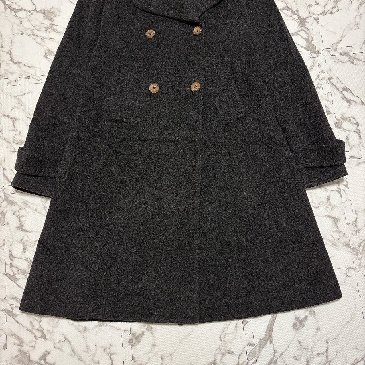 Theory ウール カシミヤ ダブルブレストロングコート Aライン