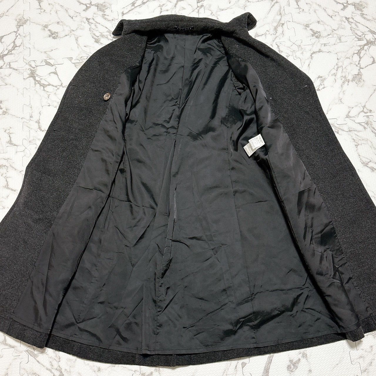 Theory ウール カシミヤ ダブルブレストロングコート Aライン フレア 