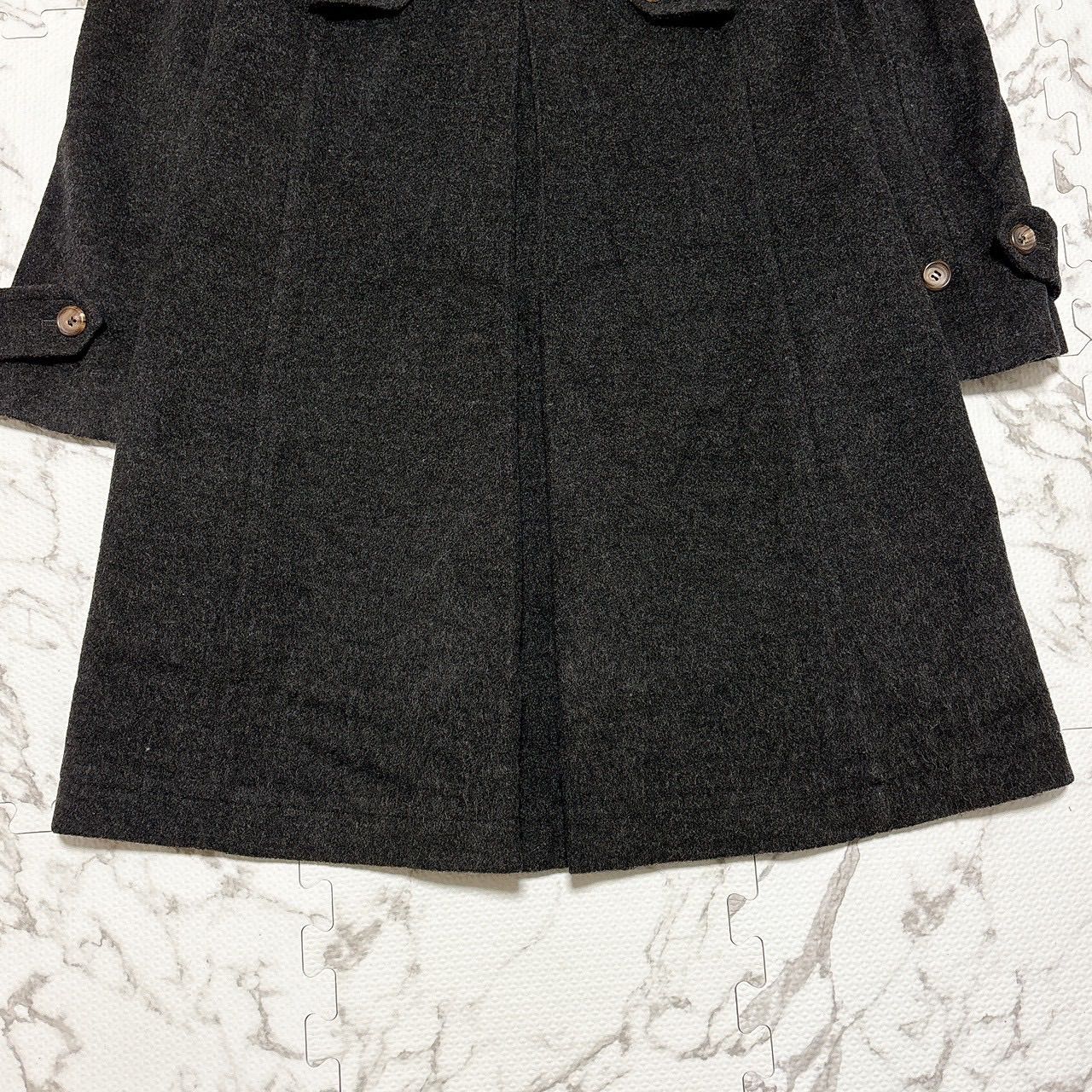Theory ウール カシミヤ ダブルブレストロングコート Aライン フレア 