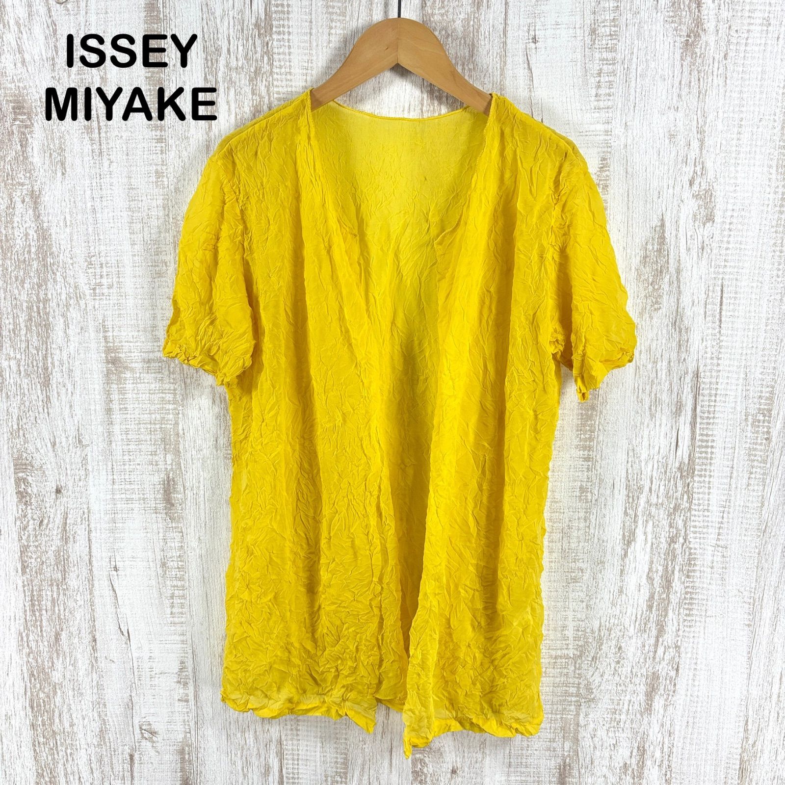 ISSEY MIYAKE イッセイミヤケ シワ加工 オープン 半袖 カーディガン