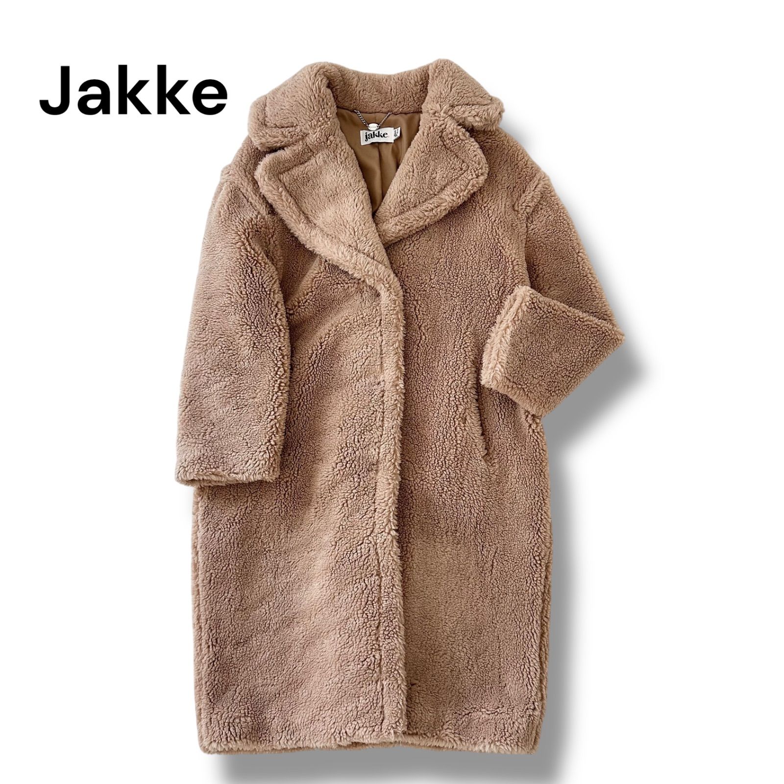 美品 Jakke ジャッキー エコファー ロングコート KATIE J1807 ベージュ