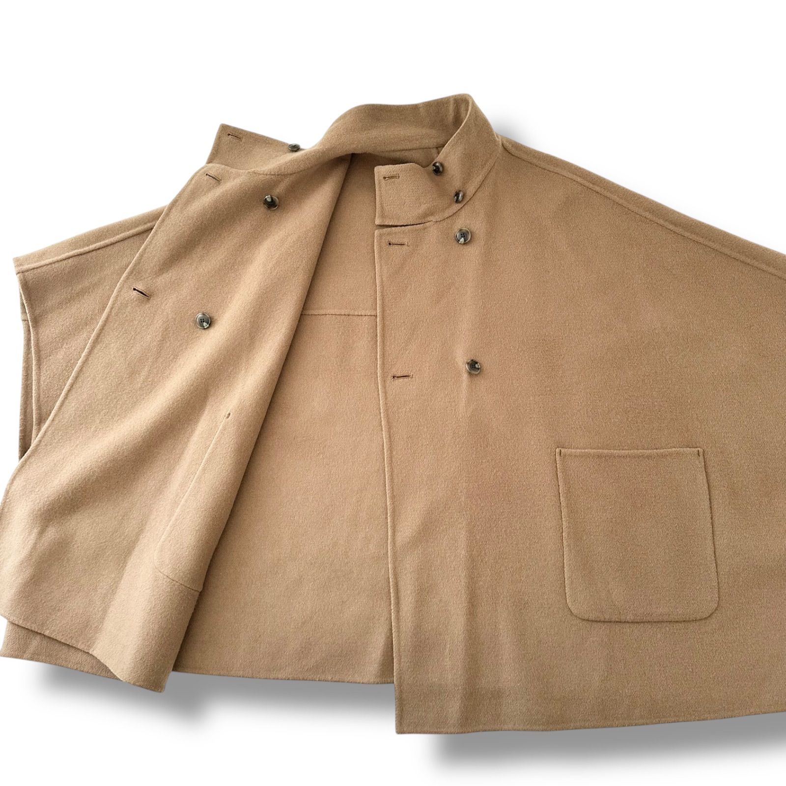 SLOBE IENA スタンドカラー ダブルフェイスポンチョ リバー仕立て