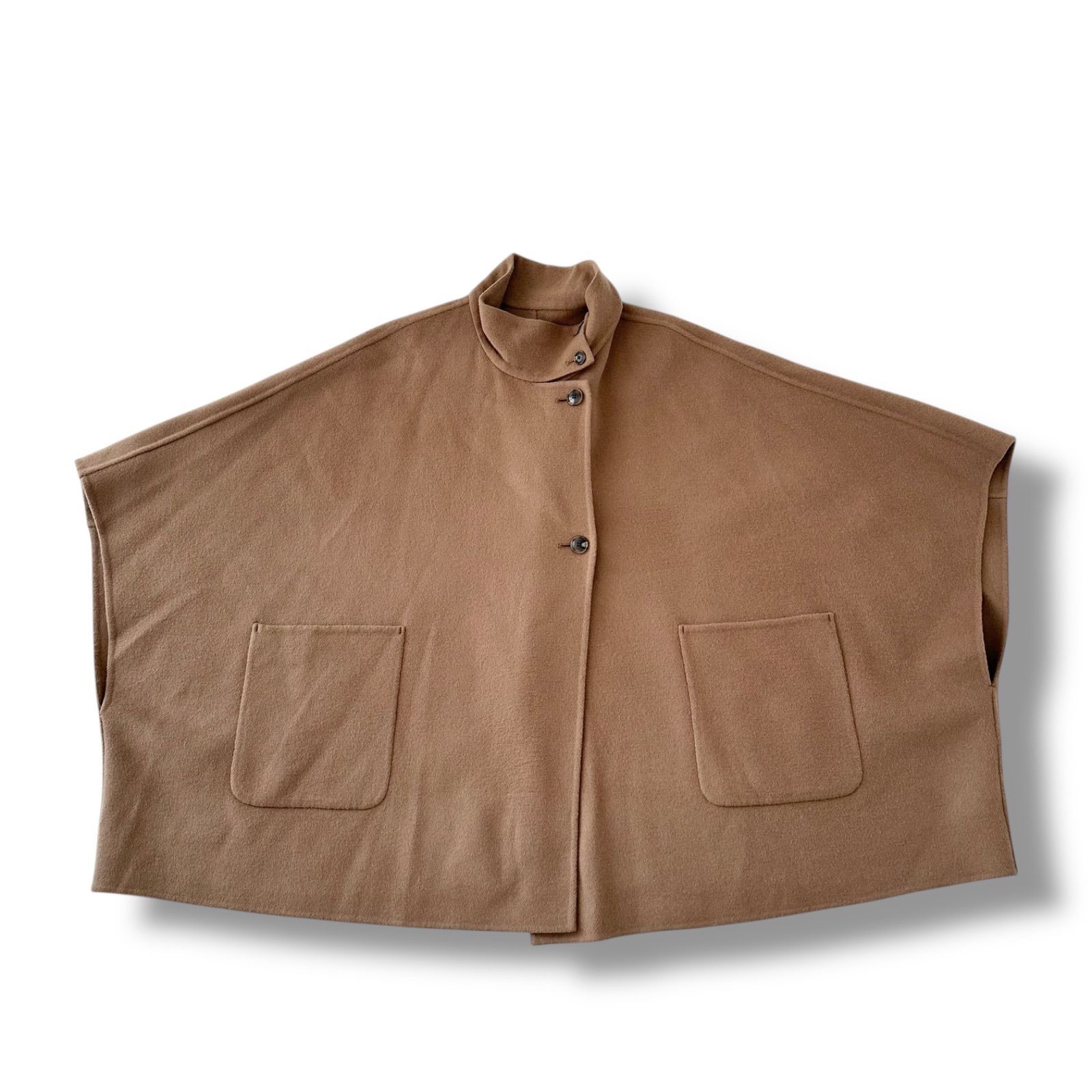 SLOBE IENA スタンドカラー ダブルフェイスポンチョ リバー仕立て