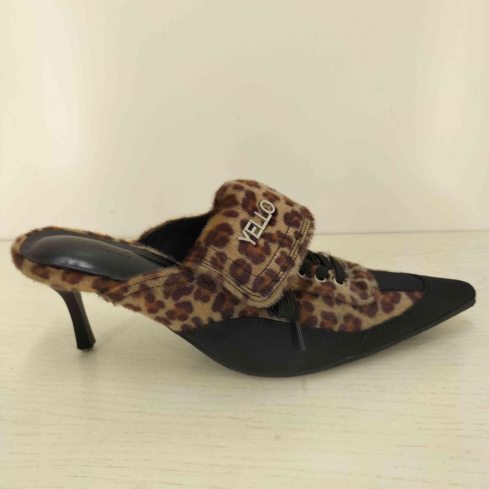 イエロー YELLO レオパード スニーカー ミュール レディース JPN：M