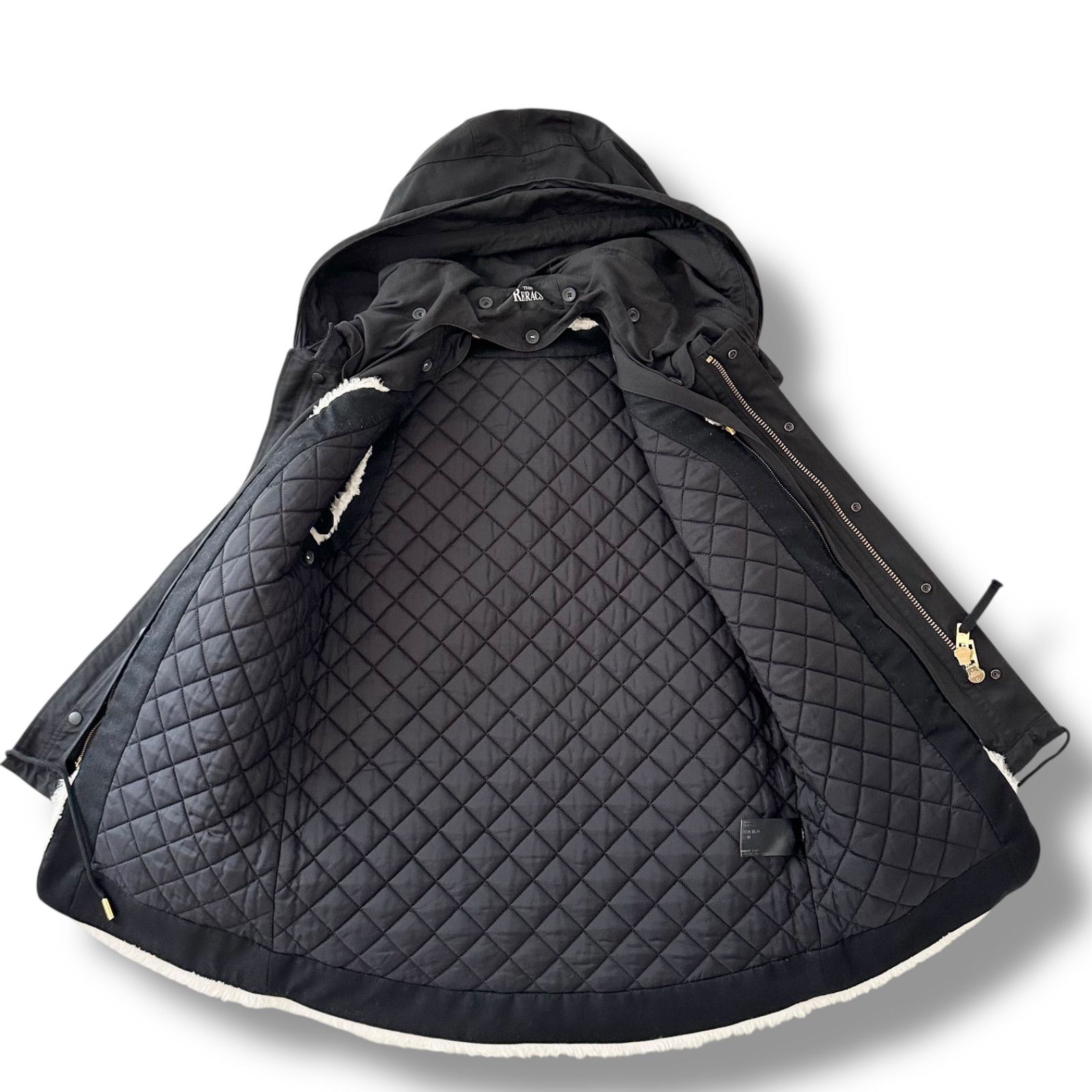 THE RERACS ボア付き ショートモッズコート ベスト ライナー ブラック THE RERACS ショートモッズコート ボアライナー付き SHORT MODS COAT