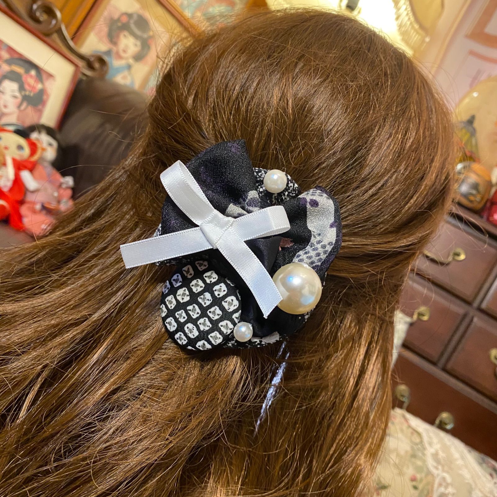 着物リメイク ハンドメイド おりぼん ティアラ ヘッドドレス クリップ